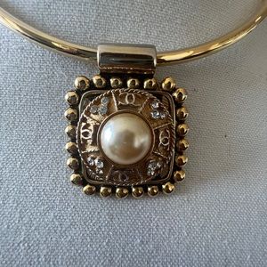 Gorgeous Repurposed Vintage CC Chanel Earring on a Pendant with Choker Necklace
